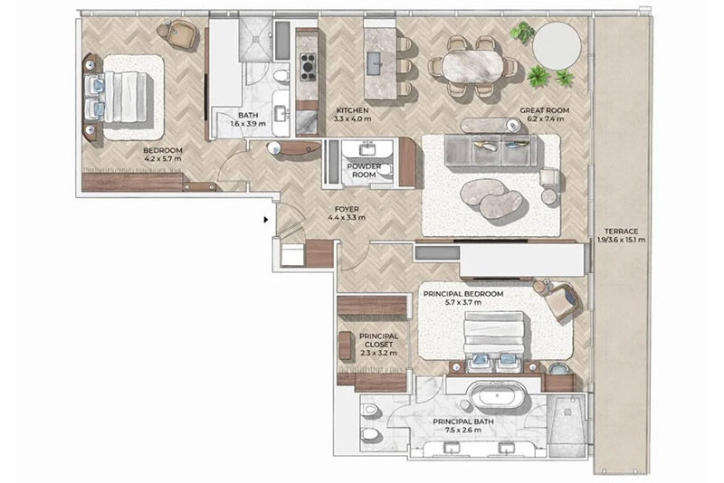 downtown-dubai-2-br-apartment-floor-plan Downtown Dubai 2 Bedroom Apartment Floor Plan