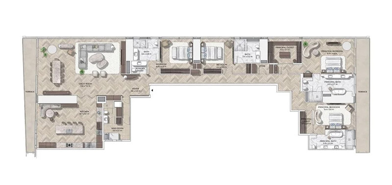 downtown-dubai-4-br-apartment-floor-plan Downtown Dubai 4 Bedroom Apartment Floor Plan